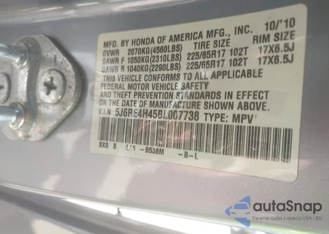 2011 Honda Cr-V Se z USA, uszkodzony, nr VIN 5J6RE4H45BL007738